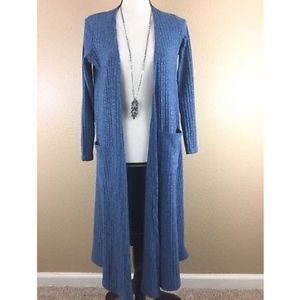 Lularoe Sarah Size Small Blue Open Front Ribbed